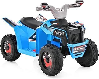 GYMAX Kids Electric Quad Bike, 6V Children Electric ATV with Forward & Backward, Indoor Outdoor Battery Powered Toy Car for Boys Girls (Blue)
