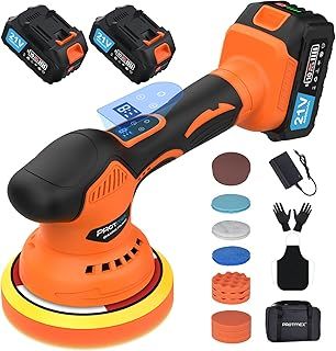 Cordless Car Buffer Polisher, Car Polishing Kit with 21V 4.0Ah Batteries, Orbital Eccentric Buffers with 8 Variable Speed Up to 6000 RPM, 6IN Touchscreen Buffer for Car Detailing/Scratch Removing