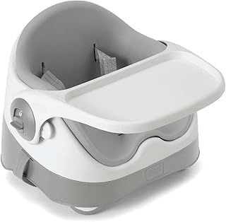 Mamas & Papas Baby Bud Booster Seat for Dining, Detachable Tray, Harness, Adjustable Seat and Non-Slip Feet, Pebble Grey