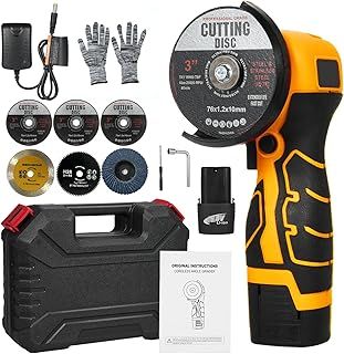 Mini Angle Grinder, Weytoll 7000RPM Cordless Battery Angle Grinder, Cordless Angle Grinder with 2Pcs 16.8V 2000mAh Battery and Cutting Blade for Cutting Polished Brick Wood Stone Steel