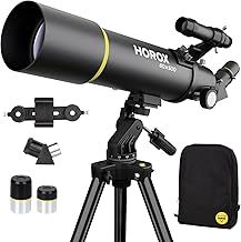 80mm Aperture 500mm Refractor Telescope for Adults and Kids Beginners w. Pro Tripod, Phone Adapter, Portable Backpack