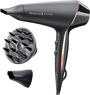 Remington PROluxe Midnight Hair Dryer (OPTIheat Technology for Long-Lasting Results, Ionic Conditioning for Frizz Free Hair, Diffuser, 2 Concentrators, Powerful, Professional, 2400W, Black) AC9140B