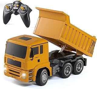Top Race 6 Channel RC Dump Truck - Fully Functional Construction Toy with Lights & Sounds for Ages 3+