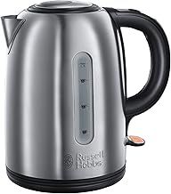 Russell Hobbs Brushed Stainless Steel & Black Electric 1.7L Cordless Kettle (Fast Boil 3KW, Removable washable anti-scale filter, Push to open lid, Perfect pour spout) 20441