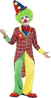 Smiffys Clown Costume, Red with Jacket, Trousers, Mock Shirt & Bowtie, Boys Fancy Dress, Clown Dress Up Costumes