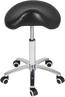 Antlu Saddle Stool Massage Rolling Work Chair For Beauty Salon Kitchen Spa,Adjustable Hydraulic Stool on Wheels (Black, without Backrest)
