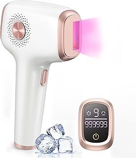 INNZA IPL Hair Remval Device with Ice Cooling Function,999999 Flashes 9 Level Painless Long Lasting Hair Remover System for Facial,Bikini,Body (White)