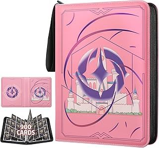 TCGUARD Scrapbook for Lorcana Cards, Premium Trading Card Album with 900 Compartments, Compatible with Lorcana Cards, Card Binder for TCG Storage and Presentation Collection (Pink 9)