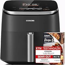 COSORI Air Fryer TurboBlaze, 6L Compact Design, 9 Functions with 5 Auto Fan Speeds Airflow System, Fast and Energy Saving, 30℃ to 230℃, Quiet, 110+ Recipes, Oil Free, Non-stick, Dishwasher Safe