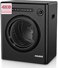 4KG Vented Tumble Dryer, FOHERE 1200W Compact Vented Tumble Dryer, 6 Auto Drying Mode, Smart Drying, Double Temperature Control Protection, for Apartment, Home, Dorm, RVs, Black