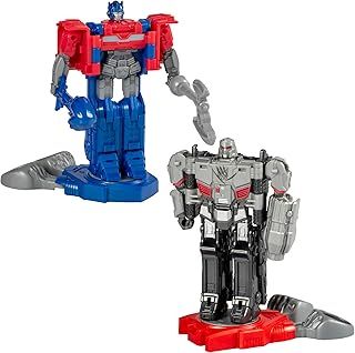 Transformers One Robot Battlers, Pack de 2 Figurines Optimus Prime et Megatron avec Bases de Combat, Accessoires de Bataille et Modes Convertibles, Jouets pour Enfants Dès 6 Ans