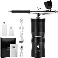 Airbrush Kit with Compressor, Rechargeable Cordless Air Brush Kit Nail Ombre Spray Machine with Cleaning Brush Set for Nail Art, Makeup, Painting, Cake Decor (Black)
