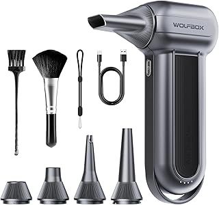 WOLFBOX Compressed Air Duster-150000RPM Super Power Electric Air Duster, Rechargeable Long-Life Air Blower, Cordless 3-Gear Adjustable Mini Blower for Computer, Keyboard, Outdoors and Car Cleaning