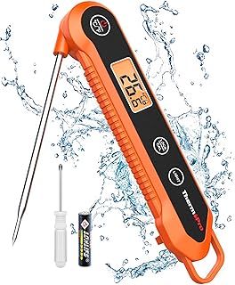 ThermoPro TP03H Meat Thermometer with IPX6 Waterproof, Food Thermometer Foldable Food Temperature Probe with LCD Backlight Calibration Lock Fuction, Kitchen Digital Instant Read Probe for Oil Jam Milk
