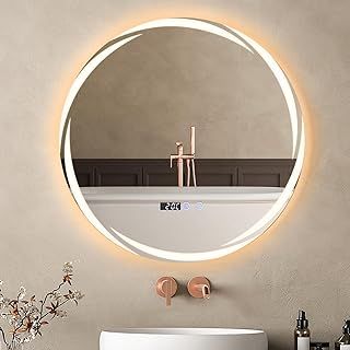 ARTETHYS Bathroom Mirror with LED Lights, 600mm LED Bathroom Mirror Wall Mounted, Vanity Makeup Illuminated Mirrors with 3 Colour Temperature Demister Touch Control, IP44