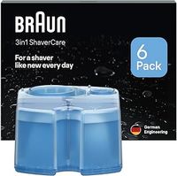 Braun 3in1 SmartCare ORIGINAL Shaver Care Center Refill Cartridges, Cleans 10x Better Than Water, 3in1 Formula Provides Hygienic Cleaning To Remove Hair & Skin Particles, 6 Pack
