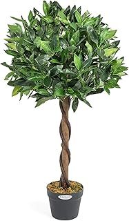 CHRISTOW Artificial Bay Tree In Pot, Large 3ft 4ft Tall Indoor Outdoor Garden Topiary Ball, Twisted Wooden Trunk, Realistic Lush Green Leaves, Home Office Restaurant (3ft, 1 pack)