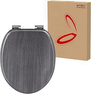 WOLTU Wooden Toilet Seat, Soft Close WC Seat with Strong Hinge Ideal for Standard Toilet Grey Maple