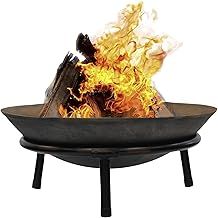 50cm Large Cast Iron Fire Pit - Garden Patio Heater for Wood Logs and Charcoal Burning - Outdoor Garden Fire Bowl Brazier for Warmth and Ambiance