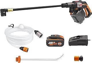 WORX Nitro HydroShot WG633E 20V High-Flow Cordless Portable Pressure Cleaner Power Washer with Brushless Motor Up to 56 Bar Pressure, IPX7 Waterproof Battery, Charger, Multi-Spray Nozzle & Accessories
