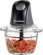 Russell Hobbs Food Processor [Mini Chopper] Electric Dicer (For Vegetables, Fruit, Meat, Garlic, Onion, 1L Bowl, Dishwasher Safe, 2 Speeds,Stainless Steel Blades, 350 peak power) Matte Charcoal 27131