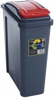 Red 25 Litre Plastic Waste Bin with Flap Lid by Wham