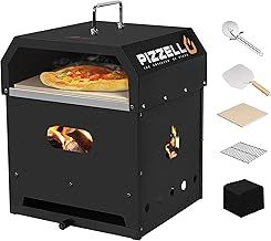 Outdoor Pizza Oven 4 in 1 Wood Fired 2-Layer Detachable Outside Ovens With Pizza Stone, Pizza Peel, Cover, Cutter, BBQ Grill Grate, Pizzello Gusto 12"
