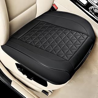 Black Panther 1 Piece Luxury PU Leather Front Car Seat Cover for Seat Bottom, Universal Fit 90% of Cars, Triangle Quilting Design, 53 × 52 cm (Black)