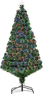 HOMCOM 5FT Pre-Lit Fibre Optic Artificial Christmas Tree Holiday Xmas Décor with Tree Topper Multi-Colour