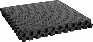 Sarah Mat Foam Exercise Mats, 60 X 60 cm 1.2cm Gym Flooring Mat, Interlocking Puzzle EVA Floor Tiles, Non slip Rubber Cushion For Home Workout, Yoga matting, Bonus Adhesives (Black)