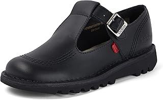 Kickers Women's Kick T Bar Black Leather School Shoes