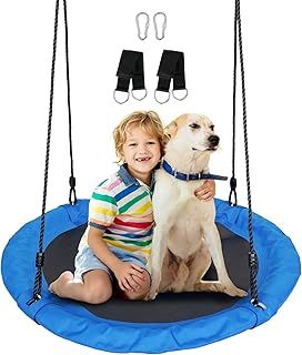 JUNGLE WELL Nest Swing Seat for Kids - 100cm Heavy Duty 900D Oxford Fabric, 160KG Capacity, Adjustable Tree Straps & 2 Carabiners | UKCA & CE Certified for Indoor & Outdoor Use (Ocean Blue)