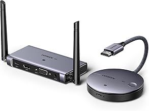 UGREEN 4K@30Hz Wireless HDMI Transmitter and Receiver, One Click to Connection, 165FT/50M Range, 2.4G/5G Wireless HDMI Extender Kit for Streaming up Video and Audio to Monitor from Laptop/PC/TV Box