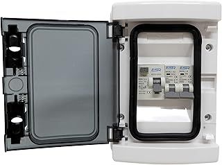 2 Way RCD Consumer Unit 63 Amp 30mA with 2x MCBs 6 Amp and 32 Amp for Workshop Garage Shed Marina