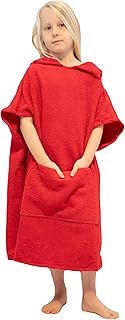 ALLEN & MATE Kids Swim Changing Robe - Quick Dry 100% Terry Cotton Beach Poncho Towel with Hood & Pocket for Boys & Girls