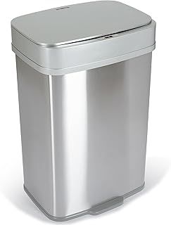 NETTA 80L Kitchen Sensor Bin - Large Touch-Free Automatic Motion Sensor Waste Rubbish Bin, Dustbin, Trash Can - Stainless Steel Finish - 80 Litre - Silver