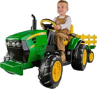 Peg Perego John Deere Ground Force Tractor With Trailer, Kids Ride-On Tractor, Boys, 3-7 Years