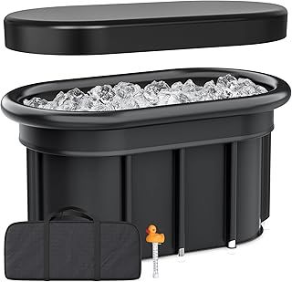 Ice Bath Tub with Lid for Athletes Portable Cold Plunge Tub for Cold Water Therapy 5 Layers Ice Baths at Home Outdoor Gym 115cm Long