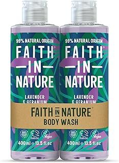 Faith In Nature Natural Lavender and Geranium Body Wash Set, Nourishing, Vegan and Cruelty Free, No SLS or Parabens, 2 x 400ml