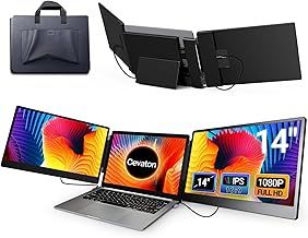 Laptop Screen Extender, 14” FHD 1080P IPS Portable Monitor Fit for 13-17.3", Plug and Play Laptop Monitor Extended Compatible with Mac, Wins, Dex, Chrome (14" Tri-Screen)