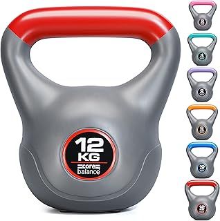 Kettlebell Vinyl Coated Weight Lifting Strength Training Cardio Fitness Home Gym (1 x 2kg, 4kg, 6kg, 8kg, 10kg, or 12kg)