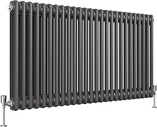 Heilmetz 2 Column Radiator Horizontal Double, 600 x 1190mm Traditional Anthracite Column Radiators Central Heating Radiator Cast Iron Style