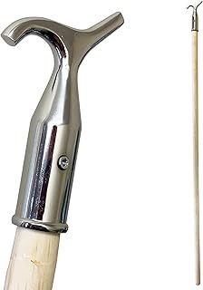 Window Pole Opener and Loft Ladder Pole with Hook | 118cm Smooth Wooden Window Opener Rod with Chrome Pole Hook Suitable for Sash or Velux Windows, Attic, Loft Hatch, and Blinds