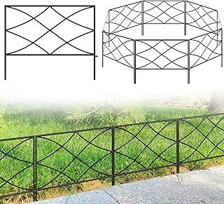 Thealyn Decorative Garden Fence Metal Fence Border 40cm x 2.75m Fence Panels No Dig Fence Landscape Fencing for Flower Bed Yard Animal Barrier (Black)