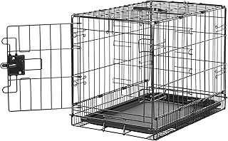 Amazon Basics XS Metal Dog Crate/Cage with Tray, Durable and Foldable Dog Cage with Single Door, Black, Extra Small 56cm (22")
