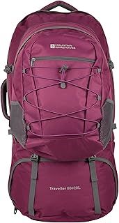 Mountain Warehouse Traveller 60 + 20L Rucksack - Durable Backpack with Rain Cover, Detachable Daypack, Adjustable Back Support - Great for Camping, Hiking, Travelling