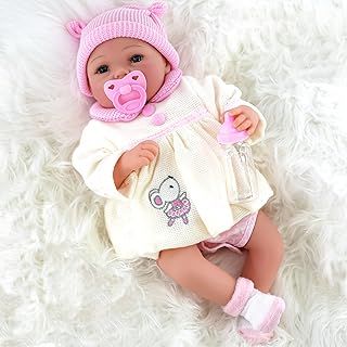 BiBi Doll Reborn Dolls - 20" Realistic Reborn Baby Girl Doll "Lily" Handmade with Open Eyes, Pink and White Knitted Outfit, Dummy, Bottle, Certificate – Reborn Baby Dolls for Girls and Boys or Adults
