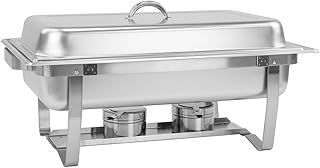 SQ Professional Banquet Stainless Steel Foldable Chafing Dish - Single Compartment Buffet server food warmer Catering Tray with Lid for Restaurant Catering Parties Weddings -9.5L