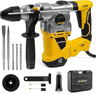 Enventor 1500W Heavy Duty Rotary Hammer Drill With 360° Auxiliary Handle, SDS-Plus Electric for Concrete, Masonry, Brick, Steel, Wood