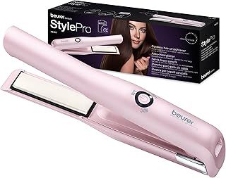 Beurer HS20 Cordless Rechargeable Hair Straightener With USB Charging Cable, 3 Fast-Heating Temperature Settings And Heat-Resistant Cover, Ideal For Travelling